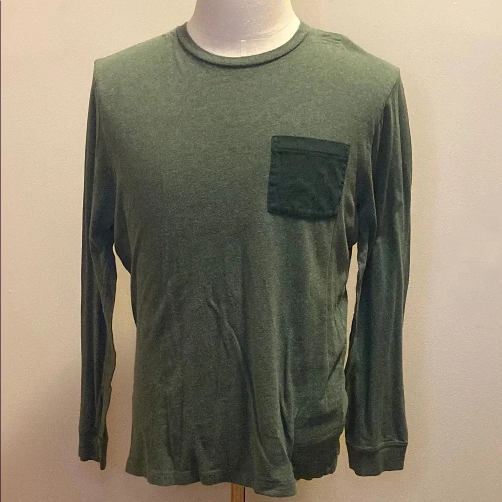 J. Crew Green Long Sleeve Tee Classic Crew Neck